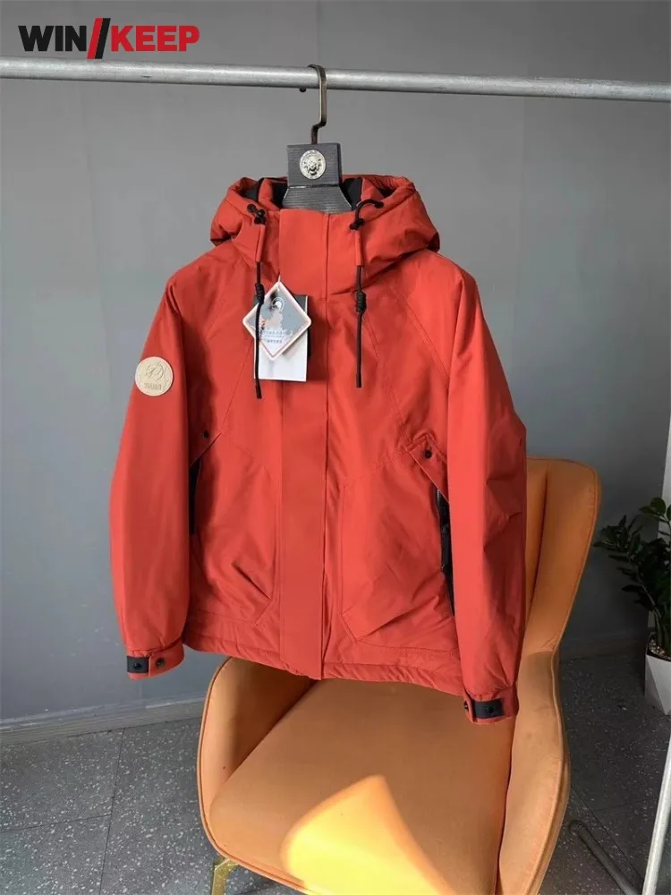 

Hiking Jacket Men Women Winter Thick Warm Windbreaker Down Coat Hooded Outdoor Camping Windproof Sportswear Trekking Overcoat