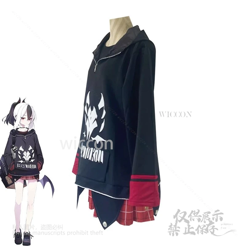 

Anime Game Blue Archive Anime Onikata Kayoko Costume Wigs Hoodie Outfit Female Black Top Dress Suit Halloween Party Customized