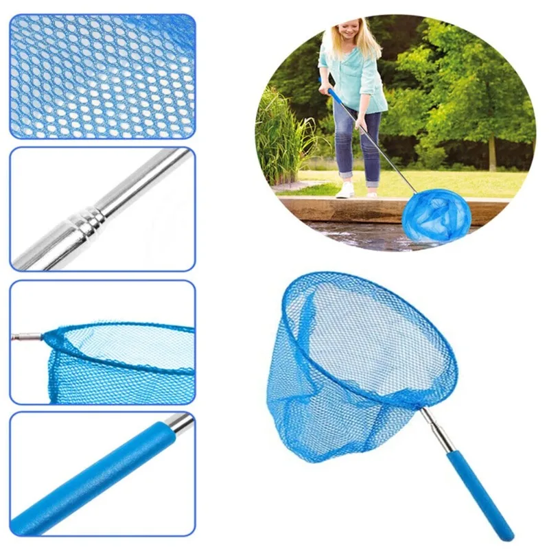 

1PC Stainless steel outdoor fish net Children's stainless steel telescopic fishing net Swimming Pool Cleaning Leaf Fishing Net