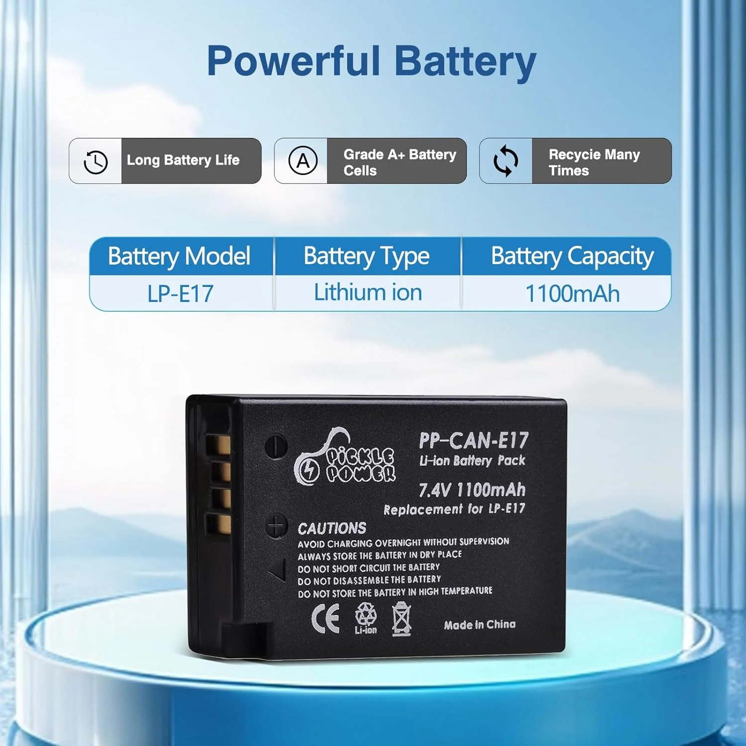 Pickle Power LP-E17 Battery for Canon EOS R50 V, R50, R100, R8, RP, R10, Rebel T6i T7i T8i, T6s, Dual Charger for LPE17