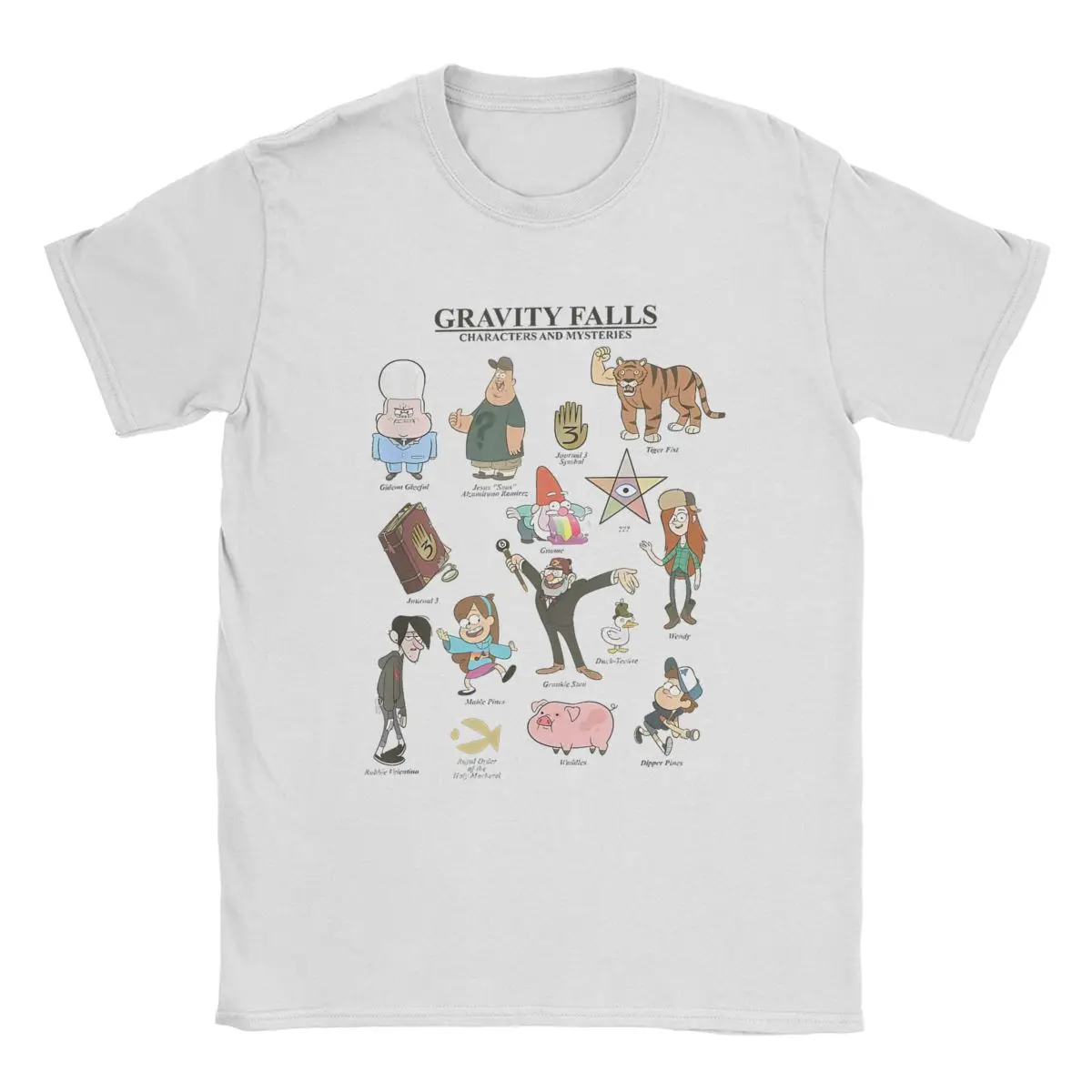 Gravity Falls personaggio e mistero libro di testo maglietta da uomo magliette Vintage T-Shirt a maniche corte in cotone abbigliamento di grandi