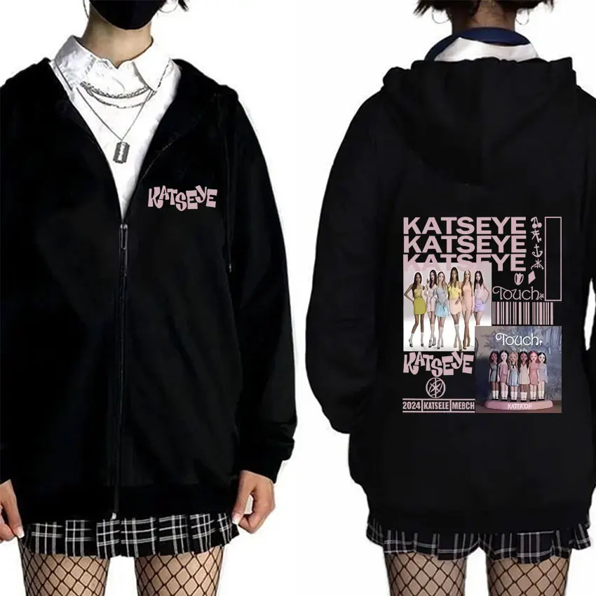 

Korean Kpop Katseye Touch Graphic Zipper Hoodie Men Women Hip Hop Fashion Oversized Zip Up Jacket Male Casual Vintage Hoodies