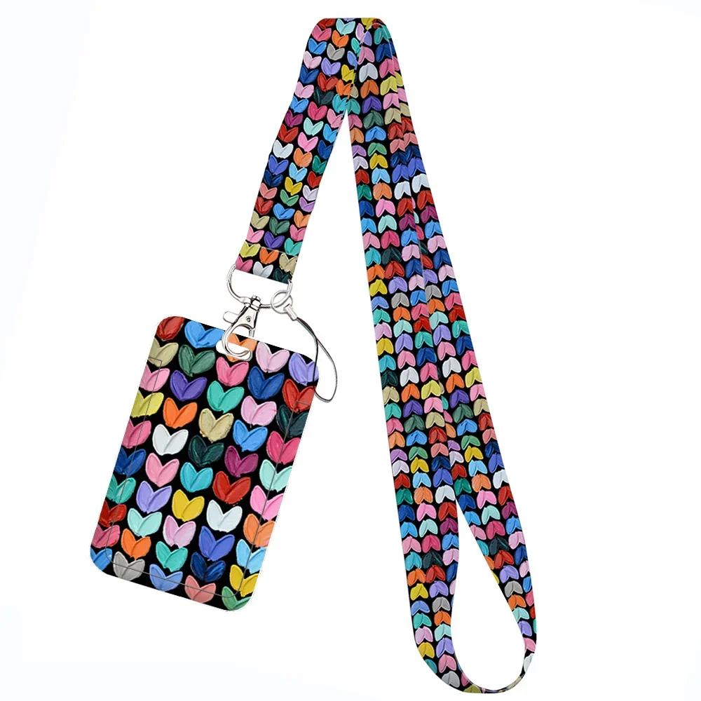 Love Marble Pattern Keychain Holder with Lanyard