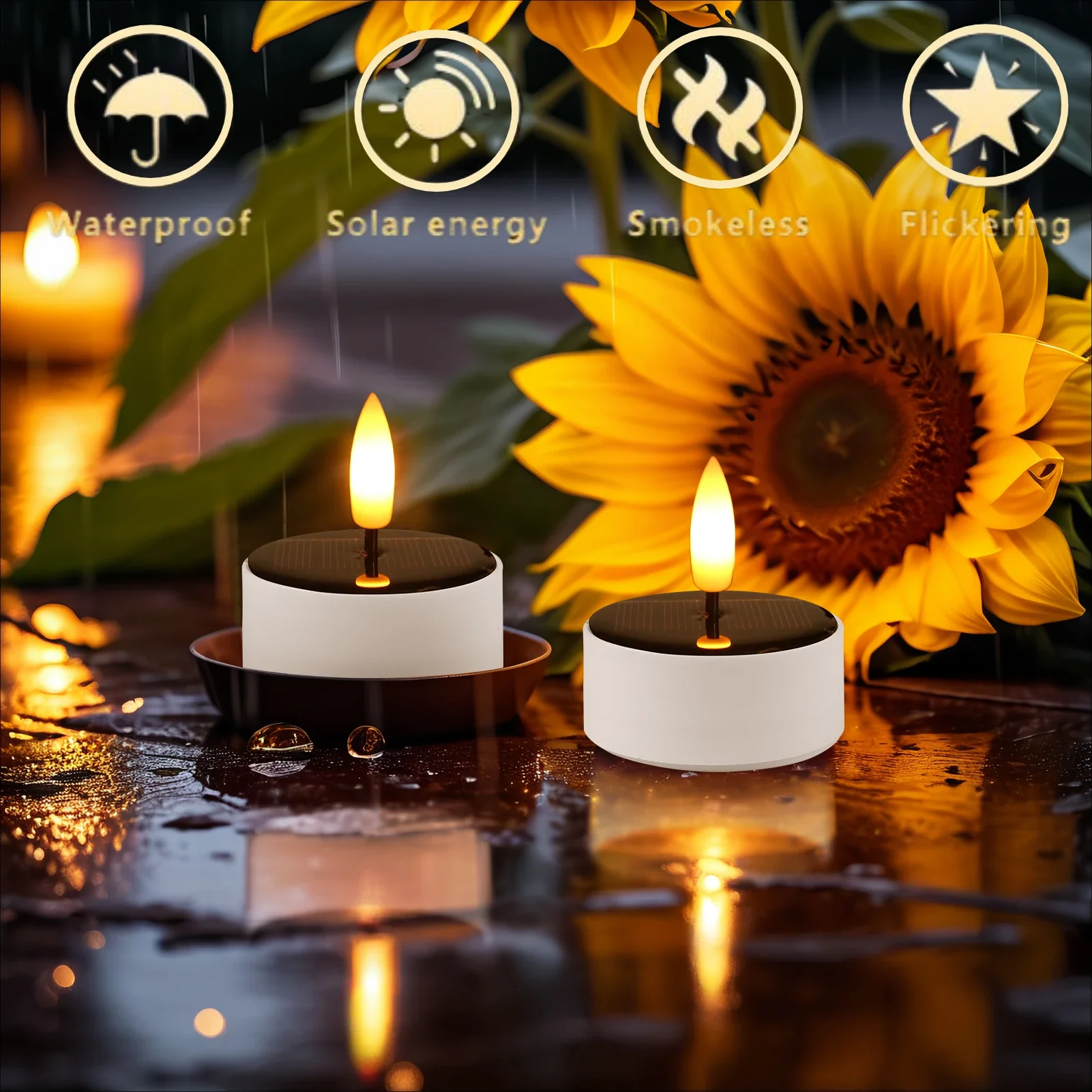 4-Pack Solar LED Candle Lights – Waterproof, Flickering Flame, Auto On/Off, For Garden, Patio, Wedding & Outdoor Decor