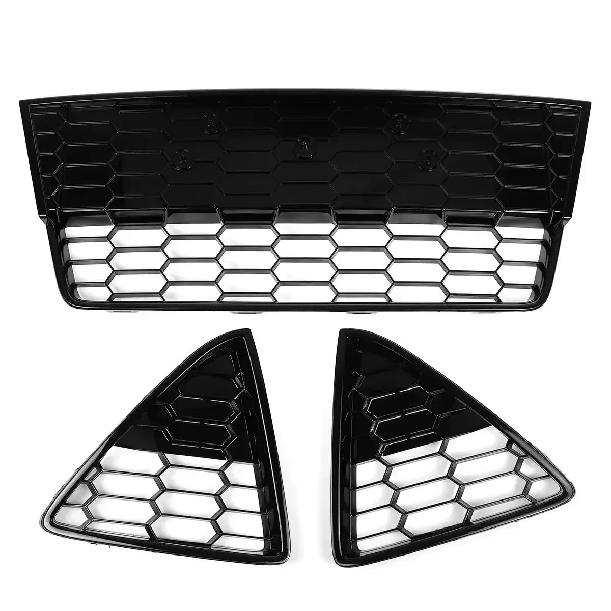 3Pcs Zetec S Style Car Front Bumper Lower Racing Grills Honeycomb Mesh For Ford Focus For Estate MK3 2012 2013 2014 Body Kit