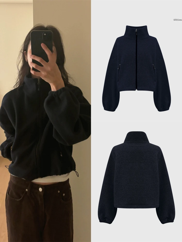 

Женский свободный повседневный топ на молнии в стиле ретро с воротником-стойкой и воротником-стойкой, теплая верхняя одежда для женщин