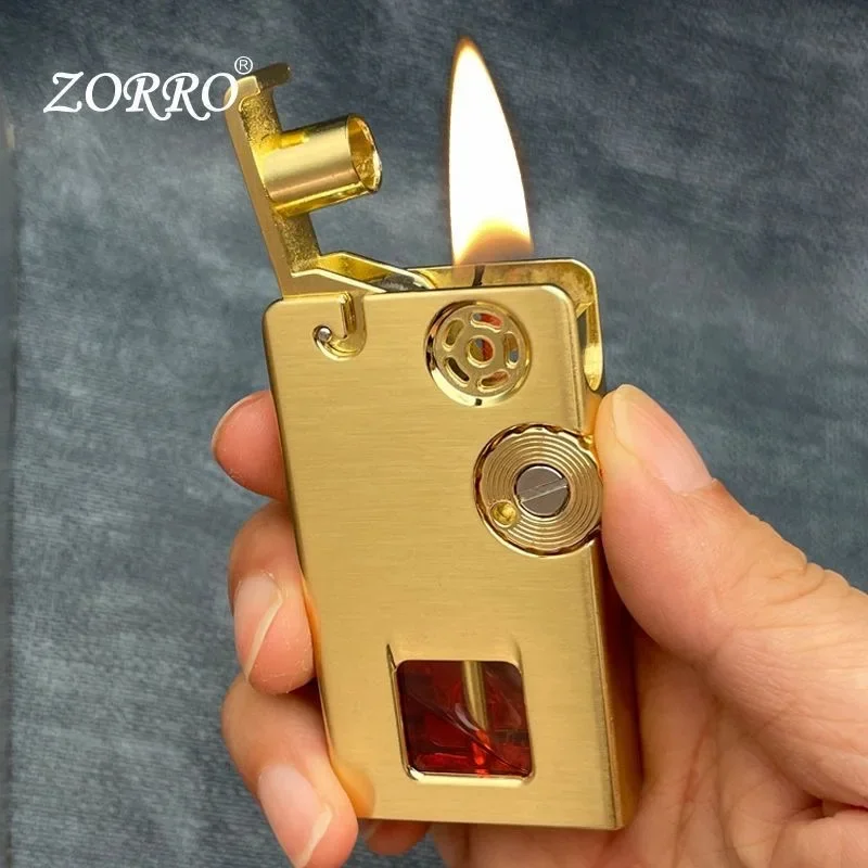 Zorro Kerosene Lighter Transparent Warehouse Esprit Creative Windproof One Button Press Ignition Lighter  Gadgets for Men