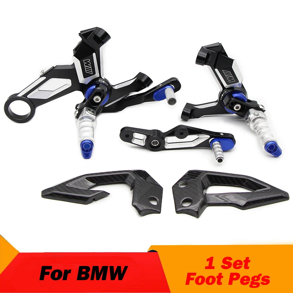 Motorcycle CNC Footrest Foot Pegs Adjustable Foot Pegs Rearsets Heel Guard Protectors For BMW S1000RR M1000RR S1000R K63 M1000R