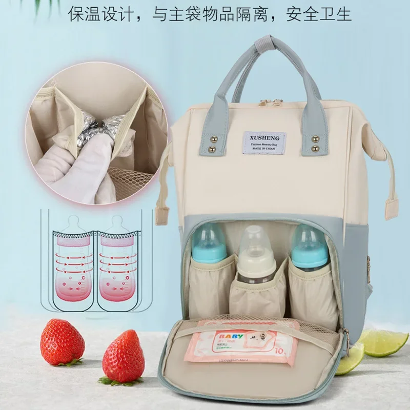 Mommy Diaper Bags Baby Stroller Hanging Bag Mother Large Capacity Nappy Backpacks with Changing Mat Convenient Baby Nursing Bags