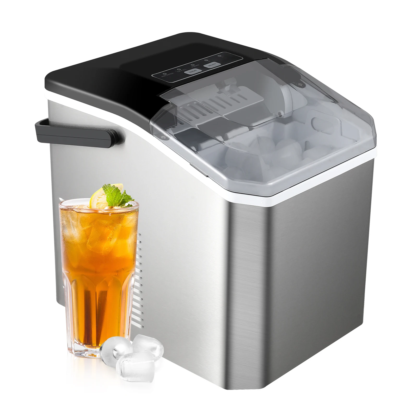 Elektrischer kleiner Eisbereiter für den Haushalt, zylindrischer Eiswürfelbereiter mit automatischer Eisschaufel für Bar, Zuhause, Küche, Büro