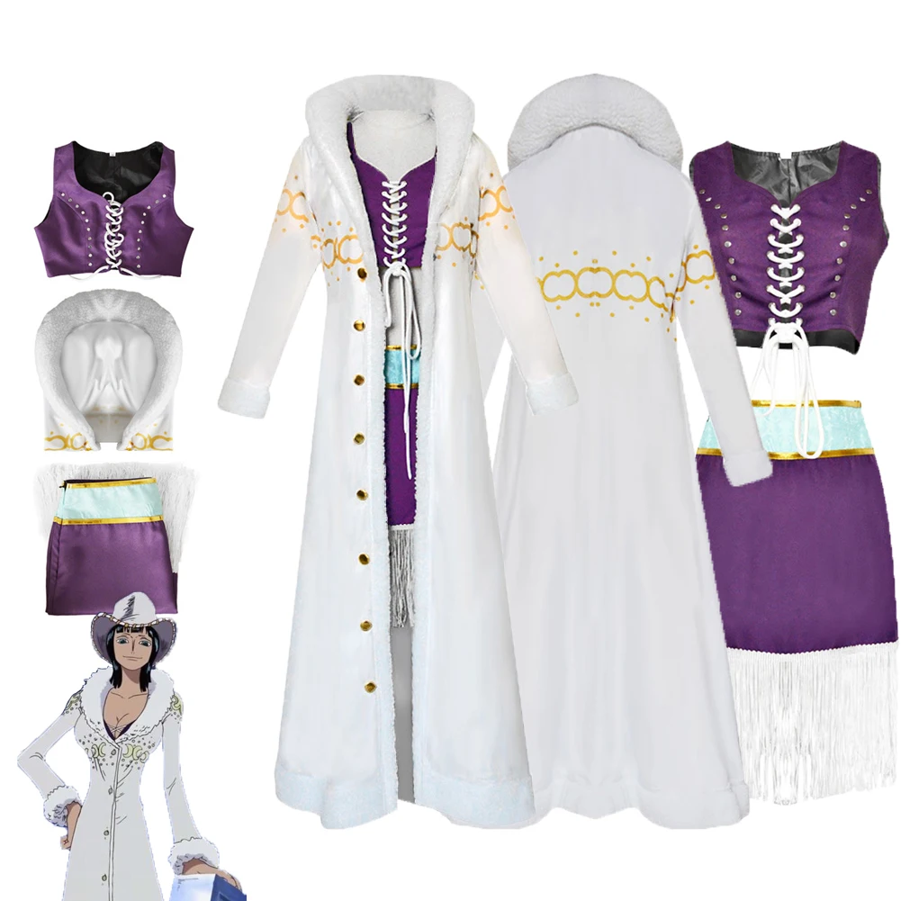 

Anime Piece Nico Robin Cosplay Costume Outfits Fantasy Tops Dress Coat For Adult Girls Roleplay Halloween Carnival Suit