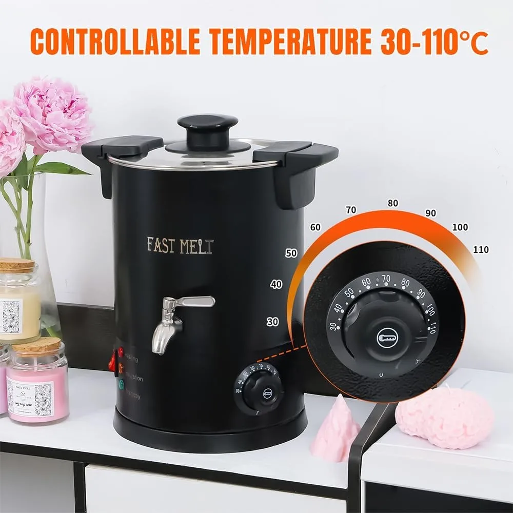 

US Shipping 5 Liter Electric Wax Melter Pot with Temperature Control Easy Pour Spout for Candle Making