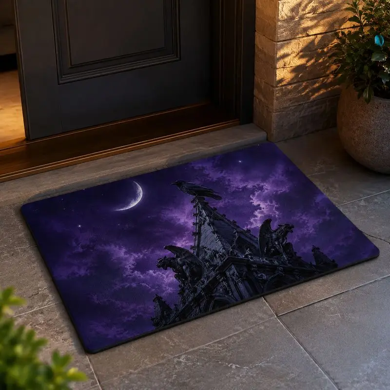VIKAMA Purple Night Gothic Spire Carpet Dark Wind Entrance Hall Floor Mat Photo Decoration Wear resistant Foot Mat
