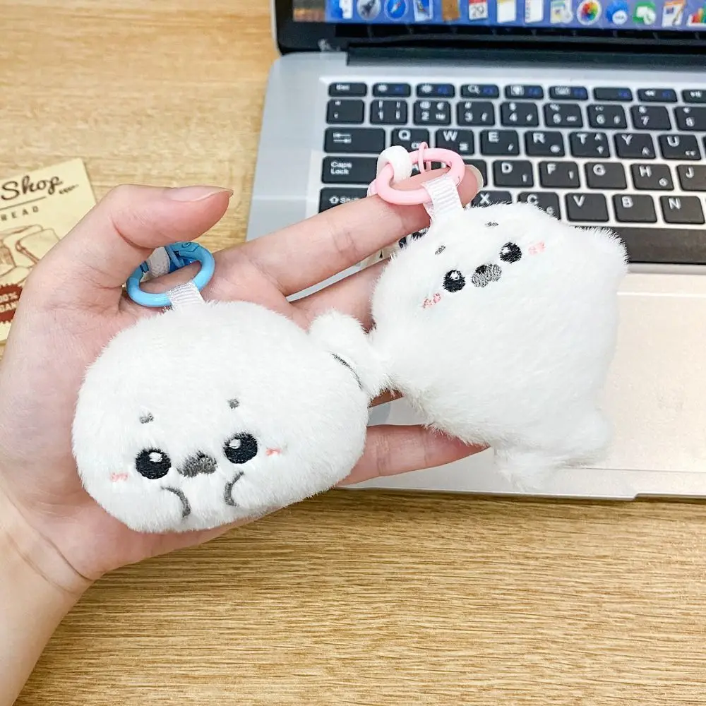 Ocean Animal Baby Seal Plush Bag Pendant Cute Soft Little Seal Doll Fluffy Keyring White Seal Plush Keychain Backpack Decor
