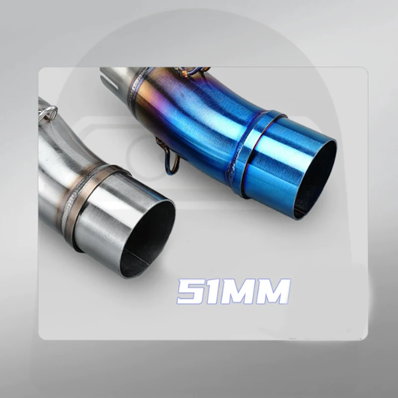 51mm Motorcycle Modified Exhaust Muffler Pipe Middle Link Pipe Connect For Yamaha YZF-R3 / MT-03 MT-07/FZ07 XSR700 R15 V3/V4