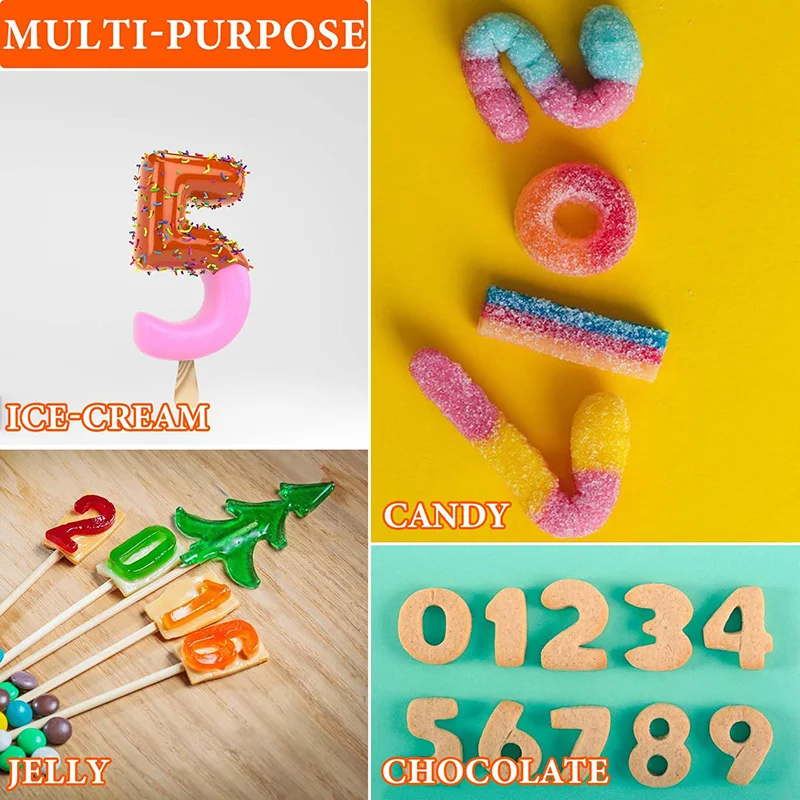 Digital Chocolate Moulds Silicone 0-9 Digital Button Cake Decorating Smooth Non-Stick Easy to Clean Gummy Number Mold for Baking