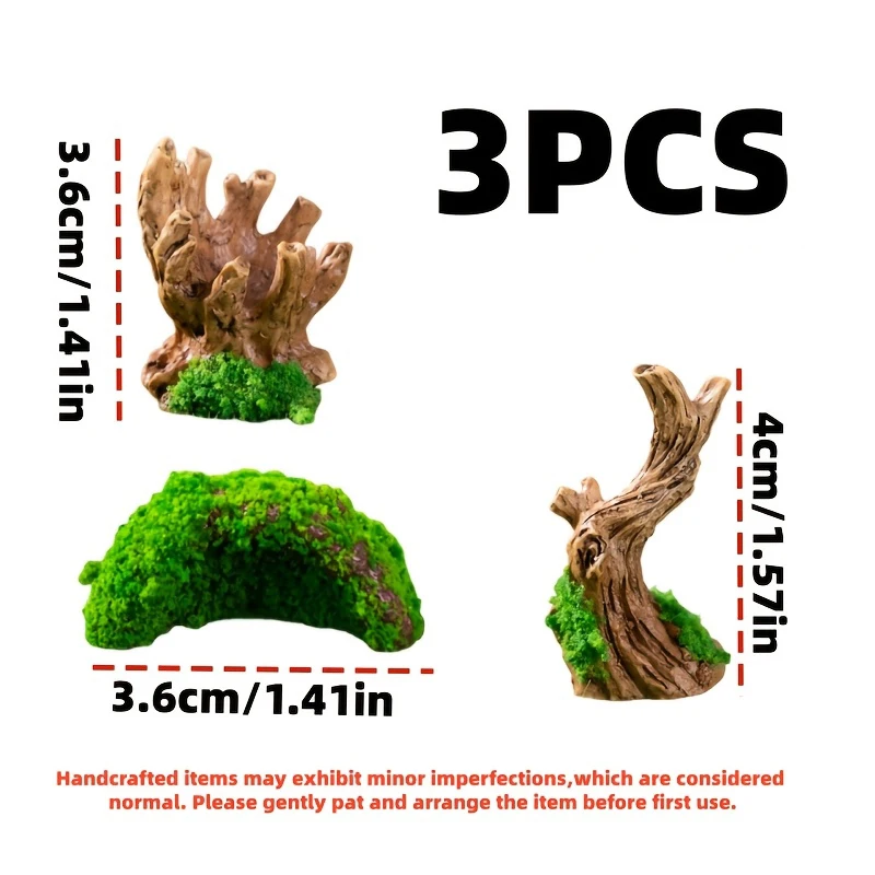 3pcs Realistic Hollow Branch Reptile Amphibian Habitat Hideout For Reptile Tanks Aquariums Bug Houses Home Decoration