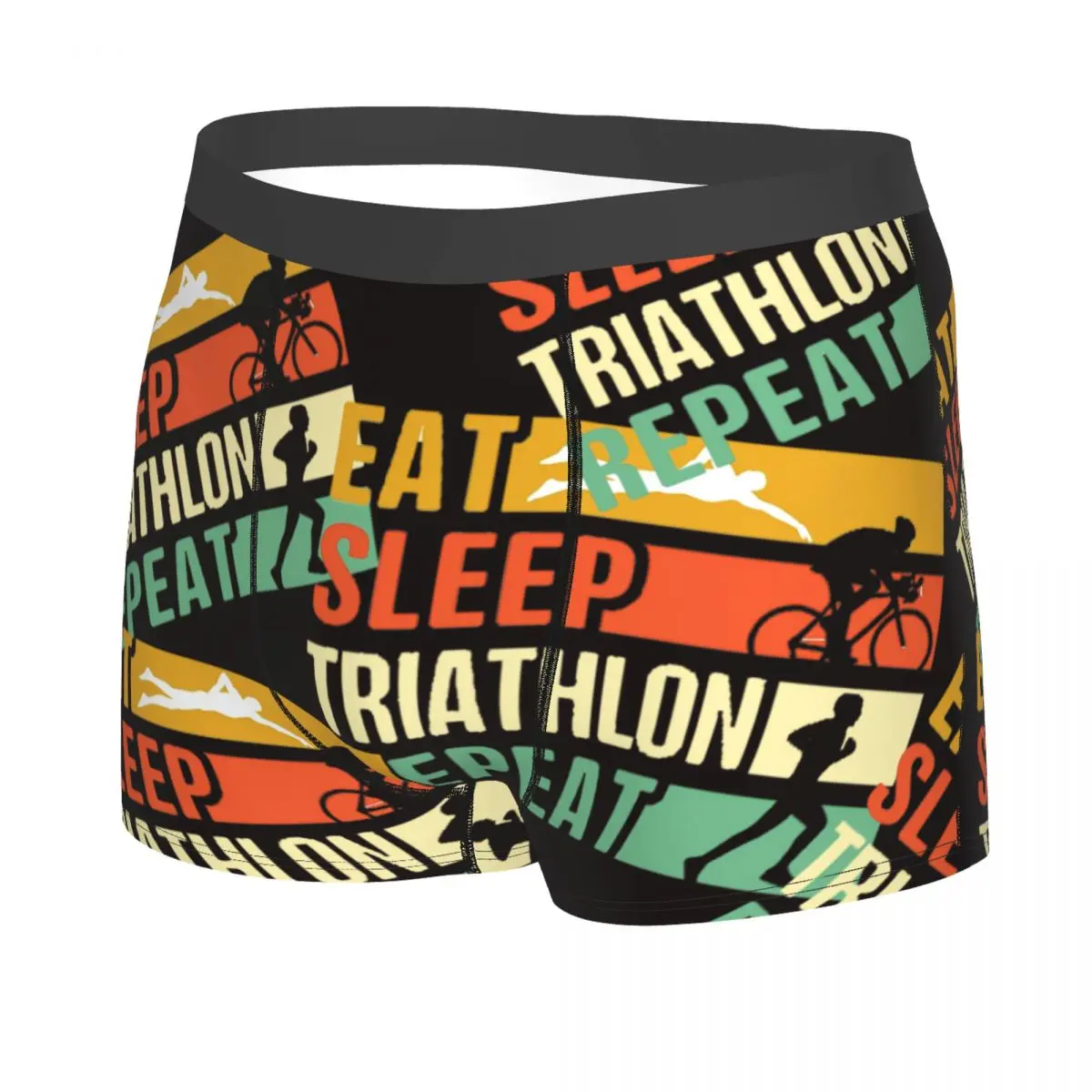 Cuecas boxer estampadas masculinas, roupa interior repetida de triatlo, altamente respirável, alta qualidade, ideia do presente