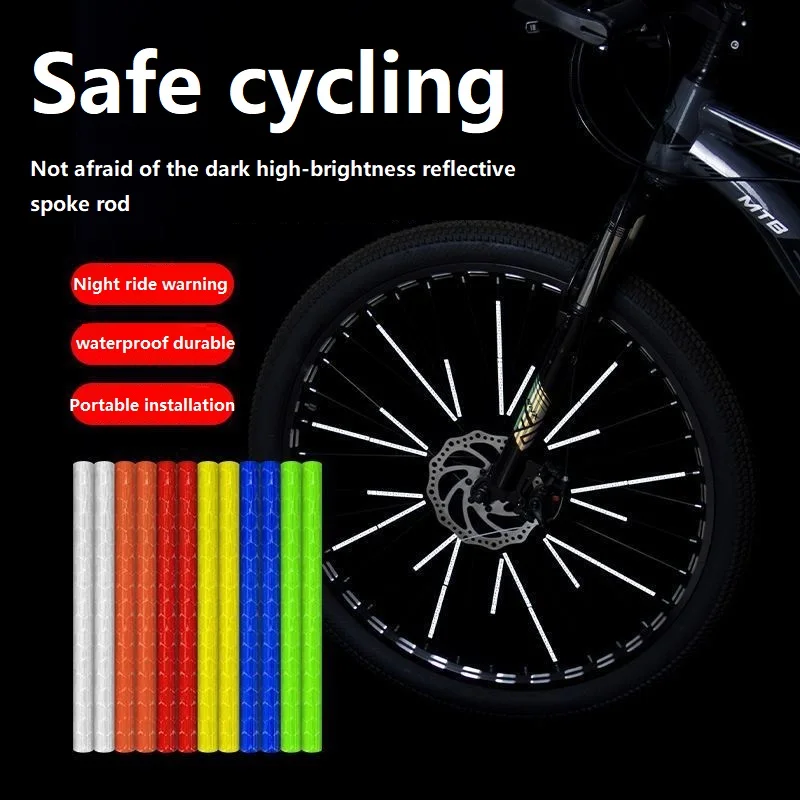 

12 шт., светоотражающая наклейка на спицы велосипедного колеса, красочный комплект безопасности «сделай сам», предупреждающий отражатель для ночной езды CLFT02