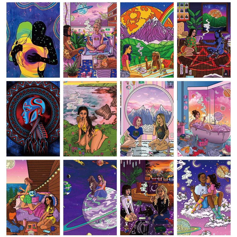 ملصقات فنية رائعة للتدخين للفتيات ، ستونر الأعشاب الضارة ، سكرابوكينغ ذاتي الصنع ، هاتف ، أمتعة ، لوح تزلج ، ملصق زخرفي ، مقاوم للماء ، 50: 50