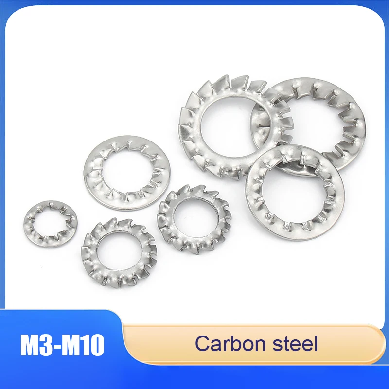 

Carbon Steel Zinc-Plated Serrated Washers, Anti-Loose Star Washers, Internal & External Serrated Anti-Slip Locking Washers
