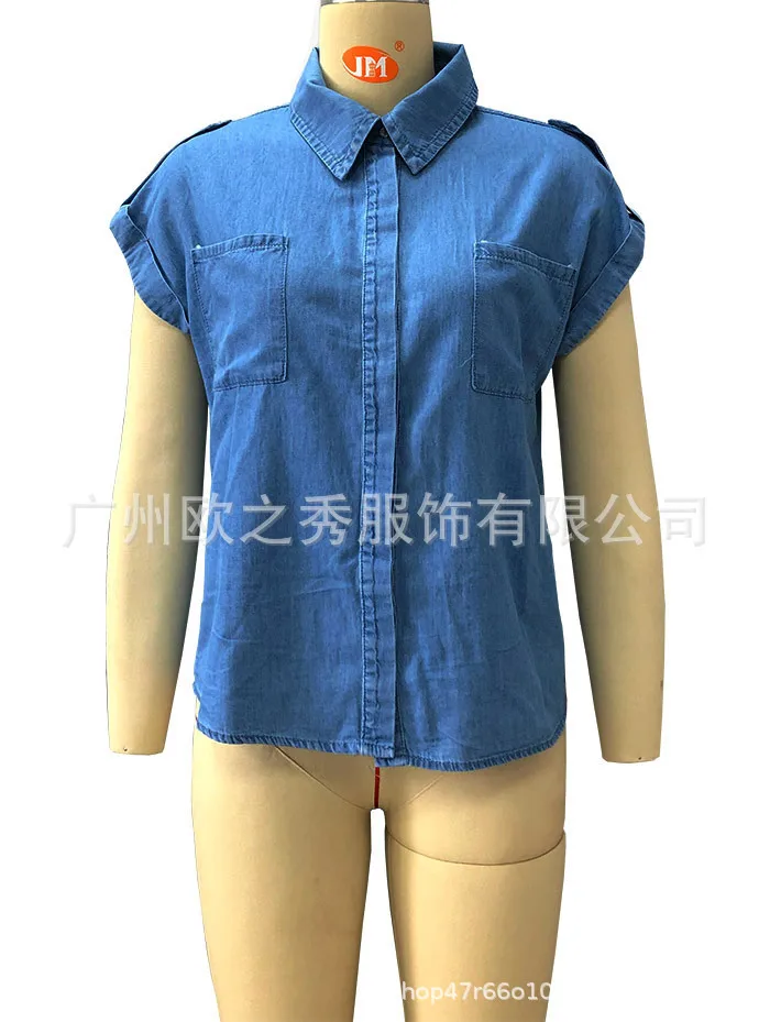 Women Shirts Tops Y2k Blouses Turn Down Collar Short Sleeve Single Breasted Summer Sexy Shirt Top Splice Loose Casual Spring