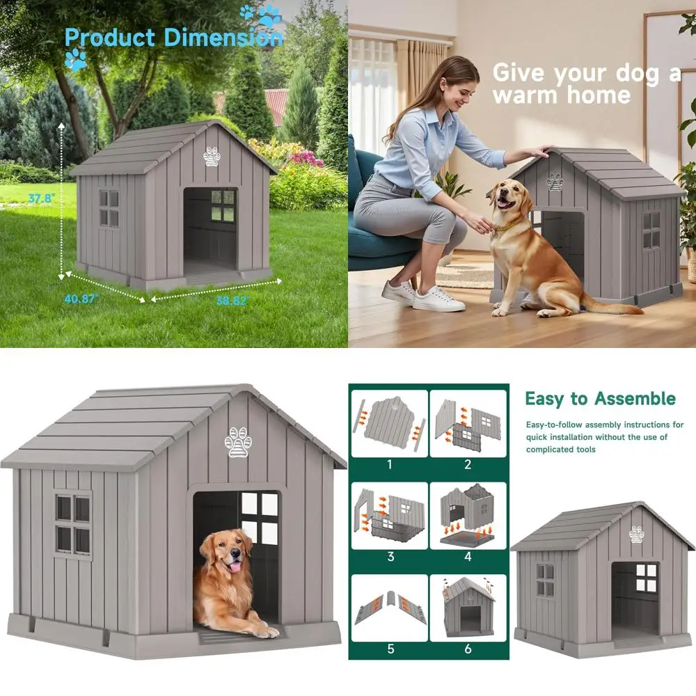 

Всепогодный вольер для собак с конической крышей (38), серый, устойчивый к непогоде и комфортный для собак