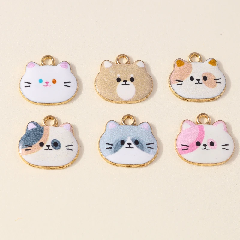 

20pcs 19x17mm Cartoon Animal Charms Enamel Cat Charms Pendants for Jewelry Making Earrings Necklaces Bracelet DIY Craft Supplies