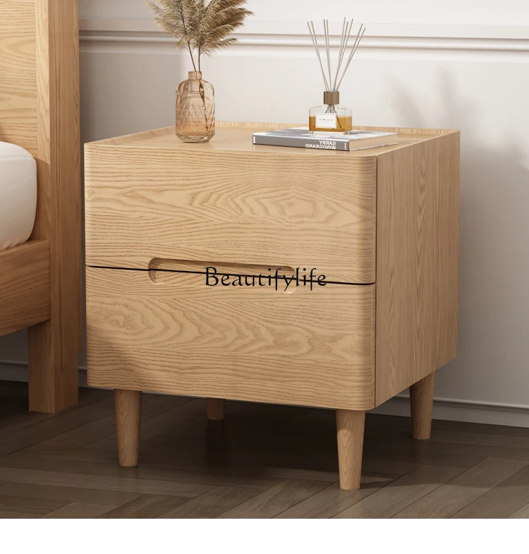 

Solid Wood Bedside Table Nordic Ash Bedroom Multifunctional Locker