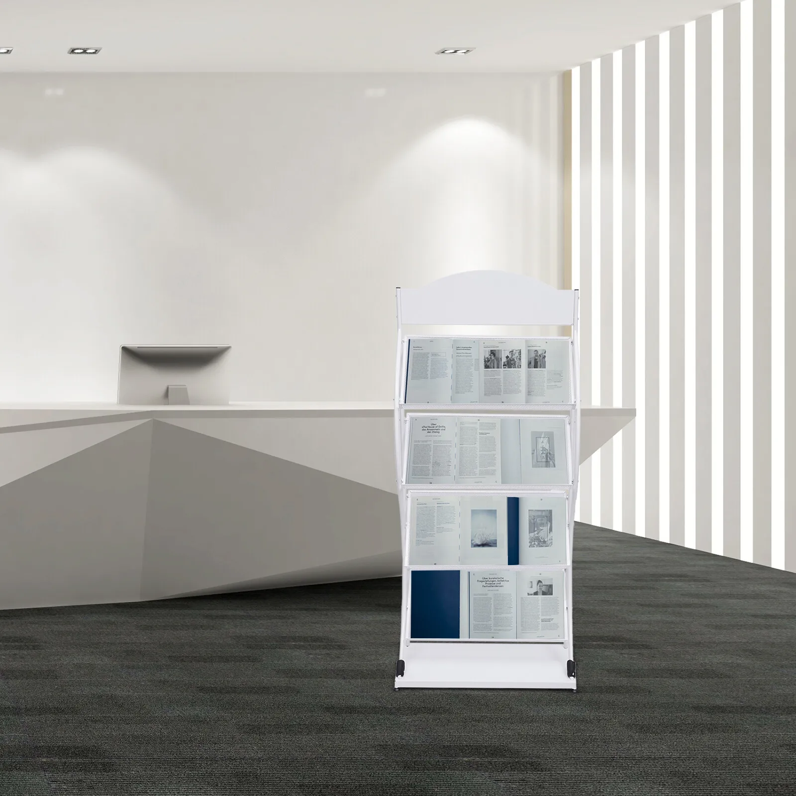 4-Layers كتاب مجلة عرض رف الصحف حامل المجلات حامل الأدب 25.59 * 11.81 * 57.48in