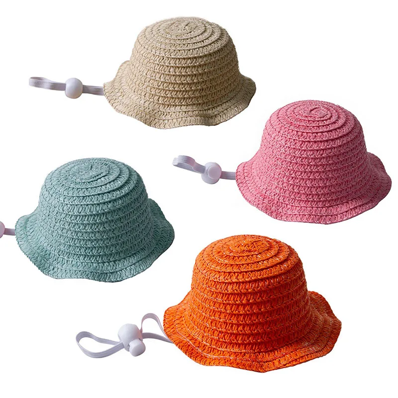 Niedlicher Strohhut für Haustiere, Mini-Sonnenhut für Katzen, Hunde, Welpen, Kätzchen, Outdoor-Sonnenschutzkappe, Haustier-Cosplay-Kostümzubehör – Detail 5