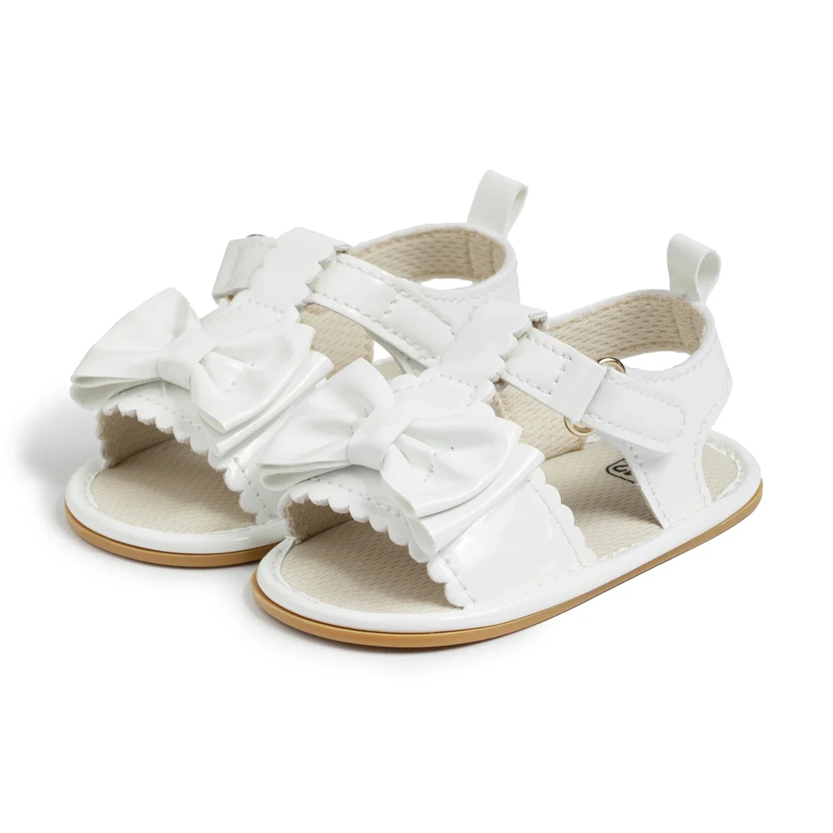 Meckior New Baby Girl Garden Shoes Cute Bow Newborn Baby Girl Beach Sandals Anti-slip Rubber Flat Bottomed Toddler Sandals