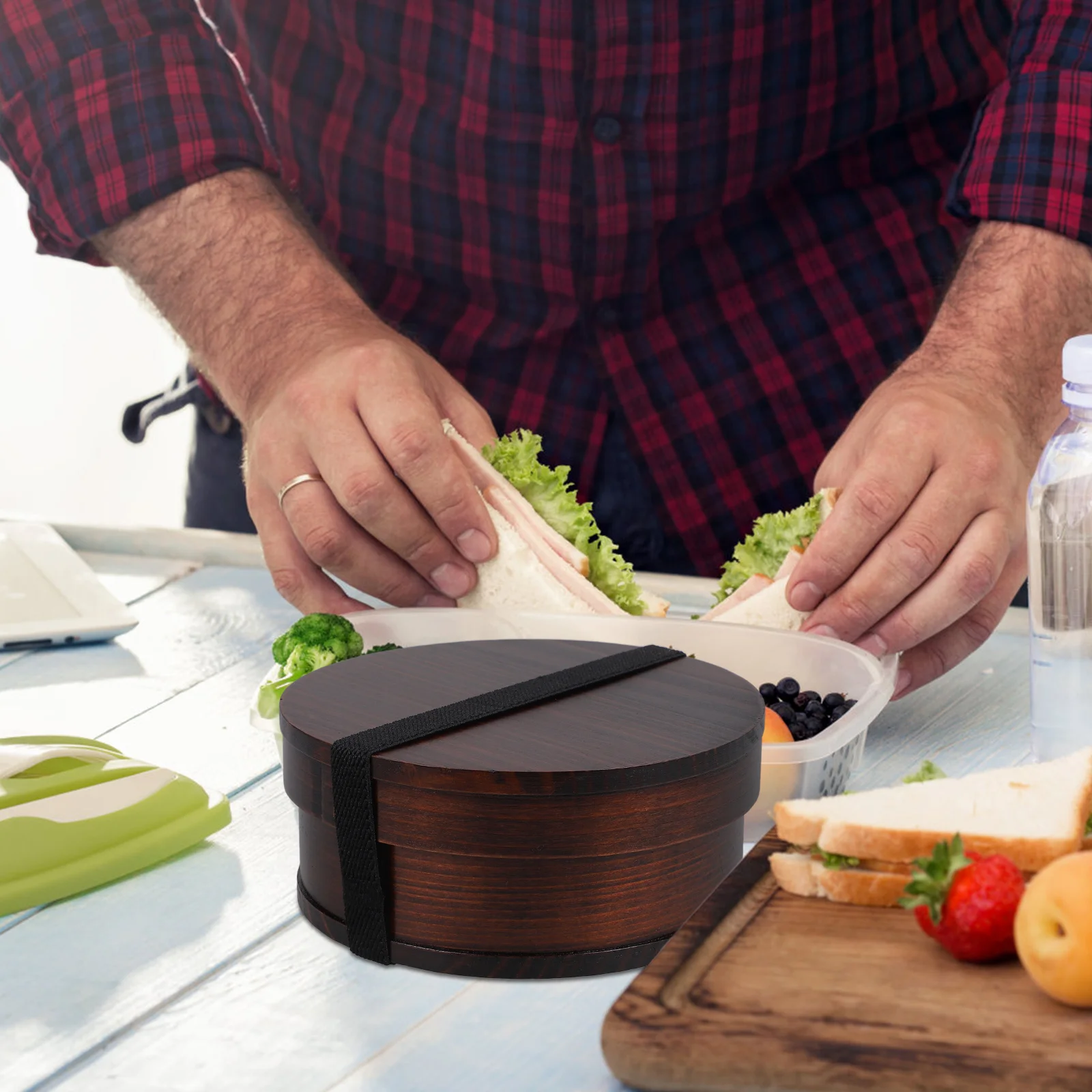 

Bento Box Japanese Style Large Capacity Portable Lunch Box For Outdoor Picnic Camping Reusable Food Container Wooden Storage