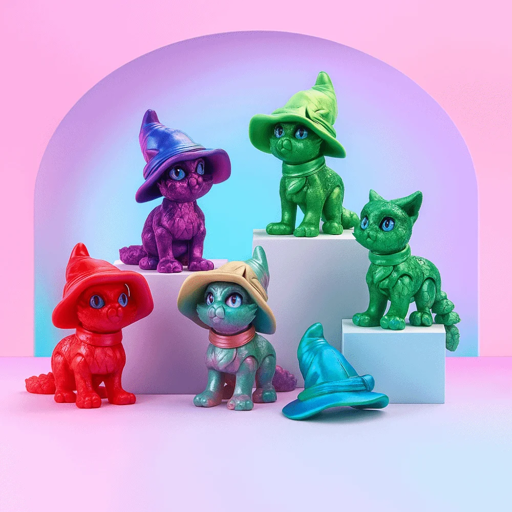 

Big Eyes 3D Printed Cat Model Plastic Material Creative Sculpture Articulated Cats Doll Cute Style 3D Printing Technology