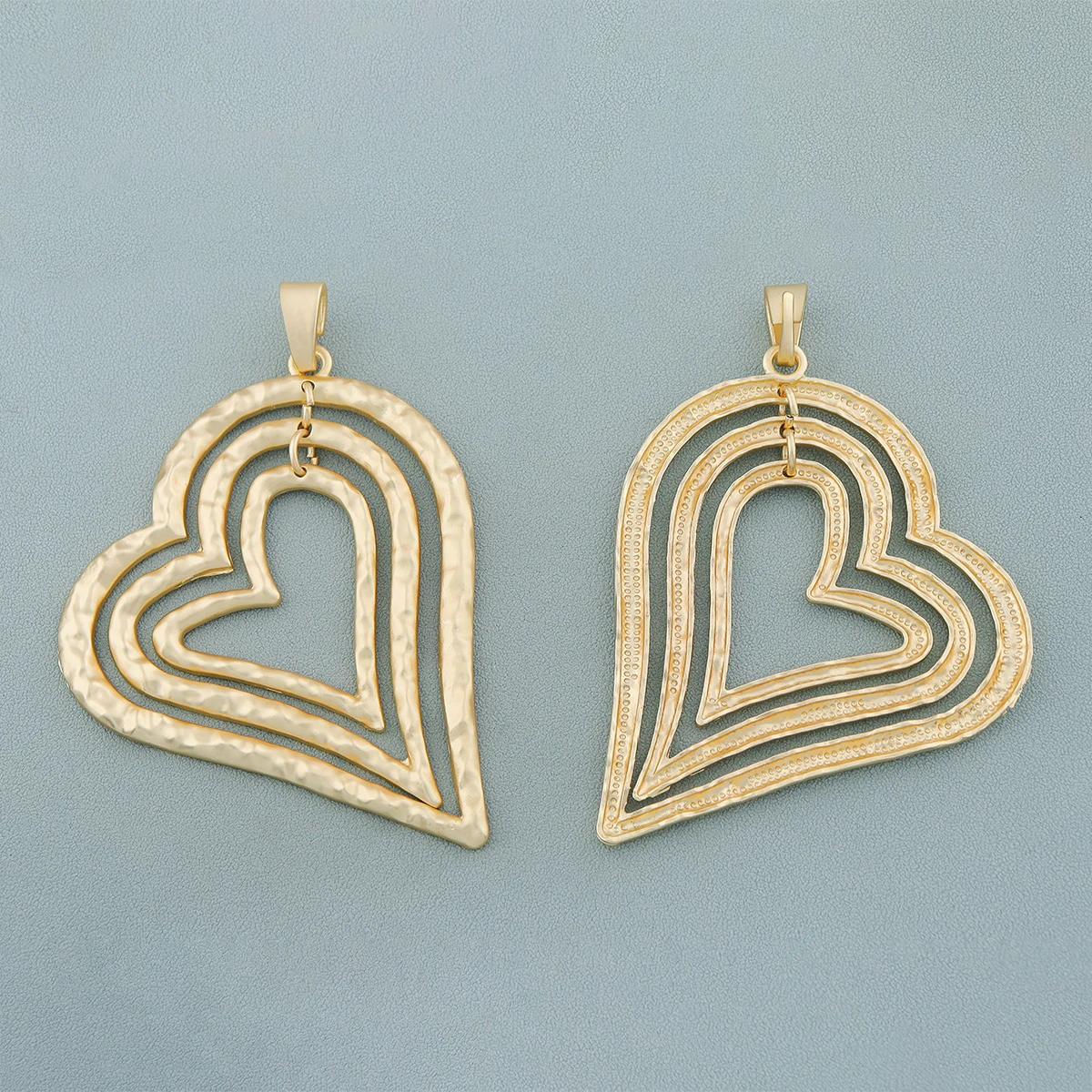 Bohemian Big Abstract Metal Pendants Multi‑ring Teardrop Heart Shape Charm for Sweater Chain Necklace Accessories