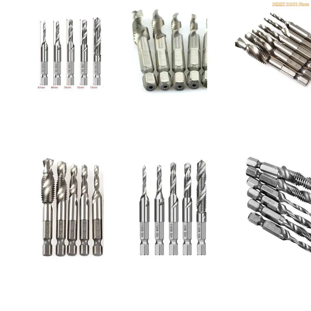 

K1AE 6pcs M3-M10 Screw Tap Drill Bits HSS Taps Countersink Deburr Set Metric
