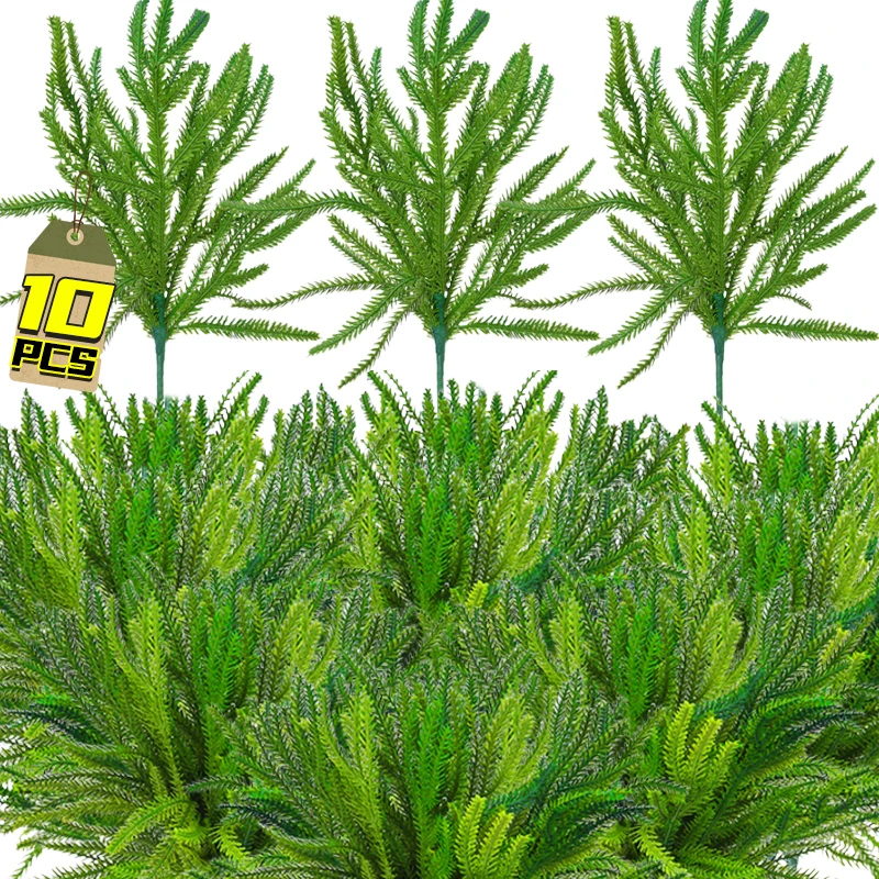 10/1PCS Christmas Artificial Pine Branches Green Plant DIY Garland Xmas Tree Wreath Home Ornaments New Year Gifts Fake Plants