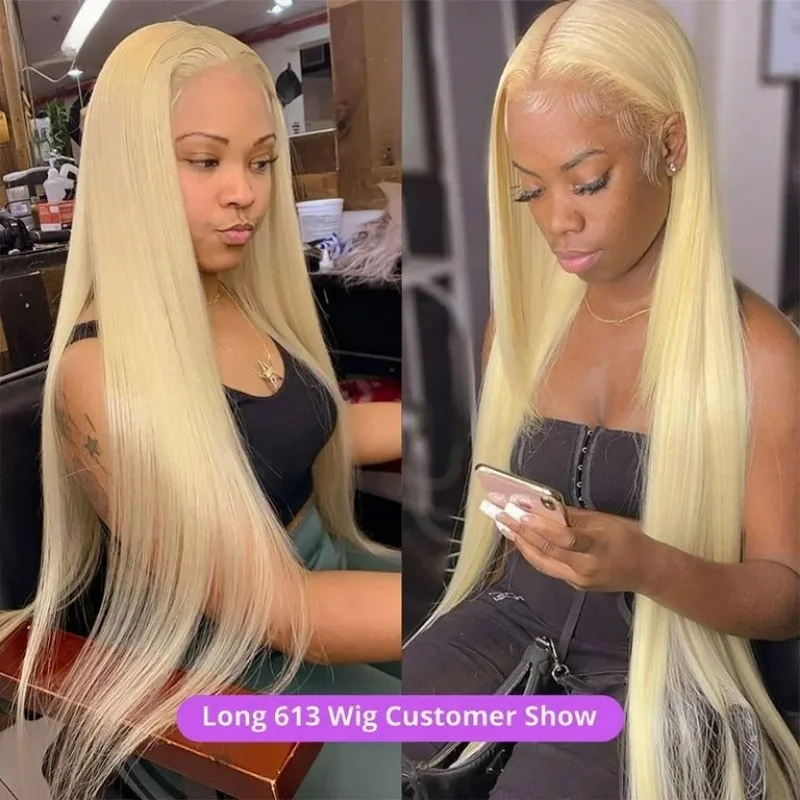 Rosabeauty 40Inches 13x6 Blonde Straight Lace Front Human Hair Wigs 613 HD Glueless 13X4 Frontal Wig Preplucked 250% For Women