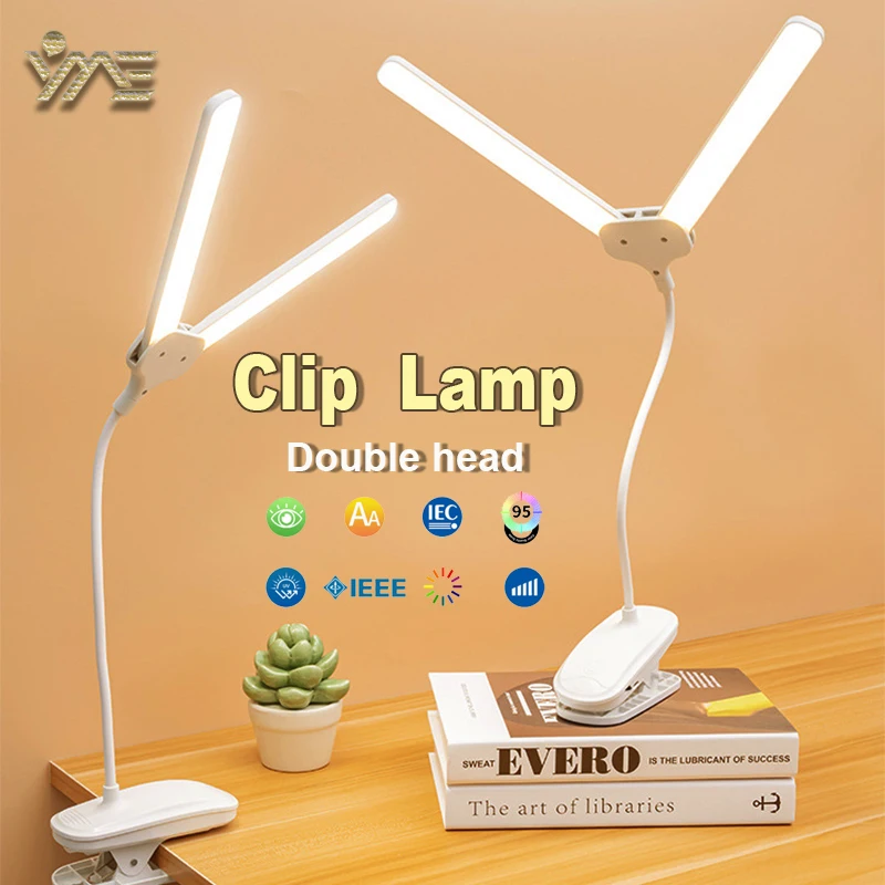 Clip Table Lamp Office Study Bright Soft Night Light USB Rechargeable Light Bedtime Reading Infinitely Dimmable Desk Lamp