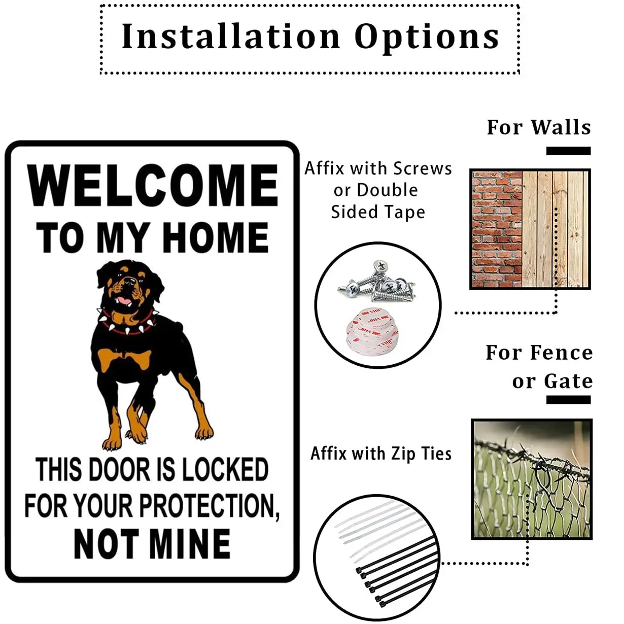 Aluminum Metal Sign Retro Style Welcome To My Home Rottweiler Warning For Home Office Bedroom Living 8x12 Inches