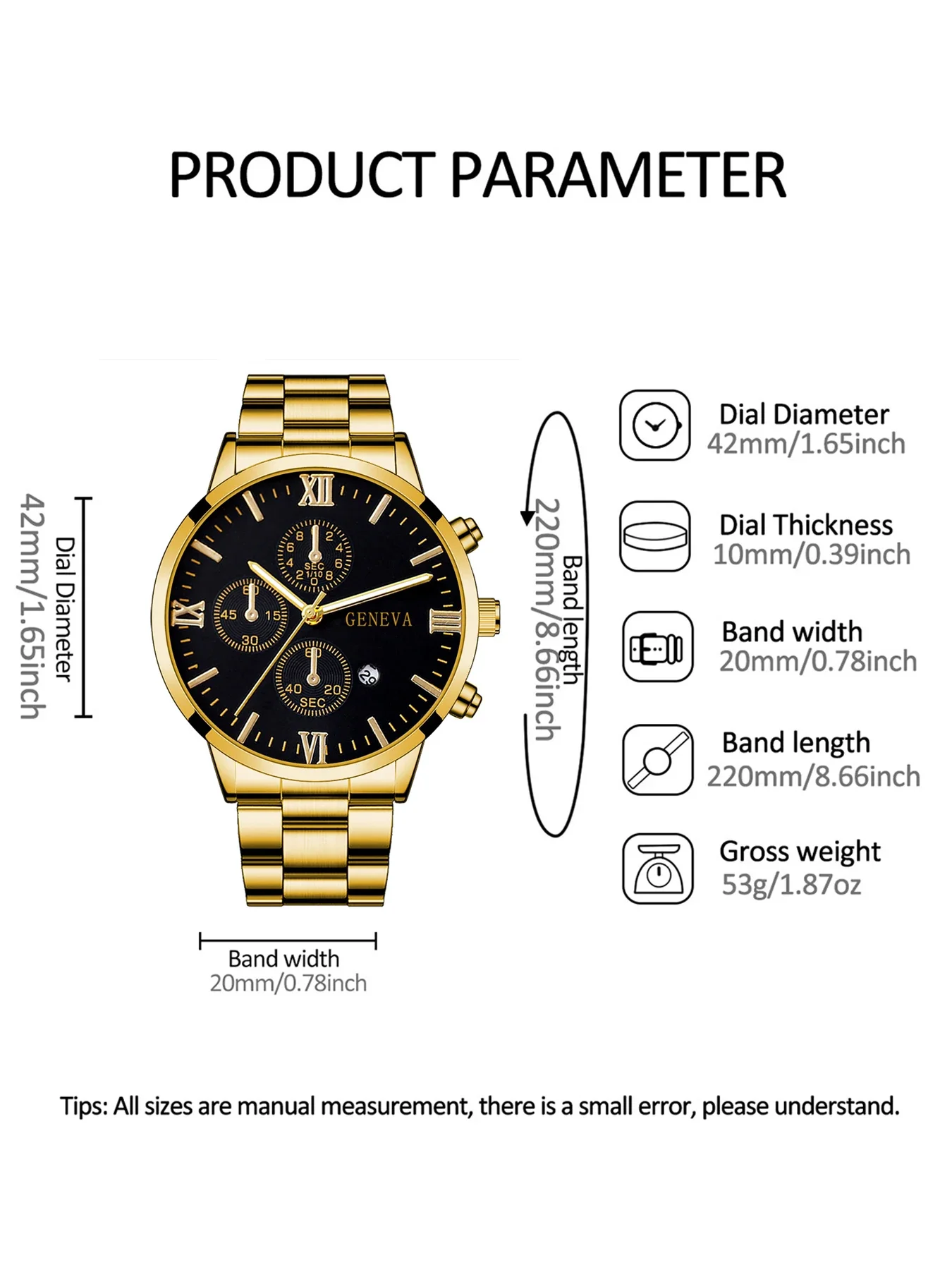 Orologio al quarzo da uomo in lega stile business classico 3 pezzi con bracciale cubano collana croce set calendario braccialetto regalo di compleanno