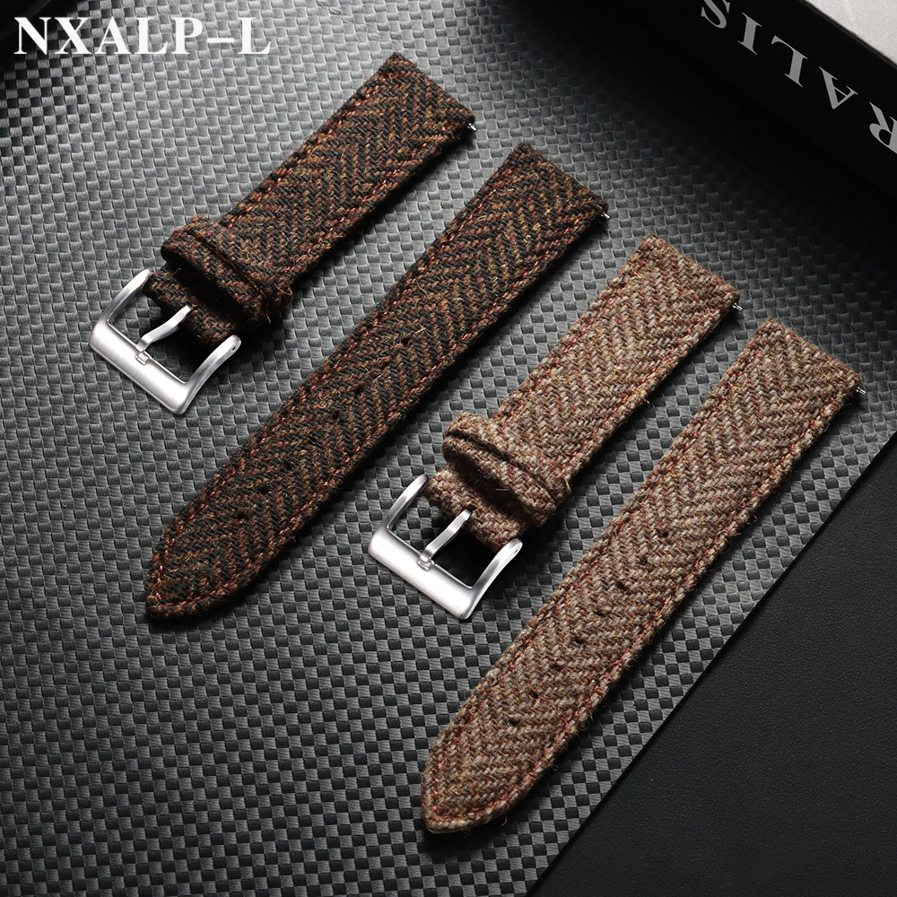 تويد النايلون نسج حزام جلد طبيعي حزام الساعات 18 مللي متر 20 مللي متر 22 مللي متر لأوميغا ل Seiko Smartwatch معصمه الإفراج السريع سوار