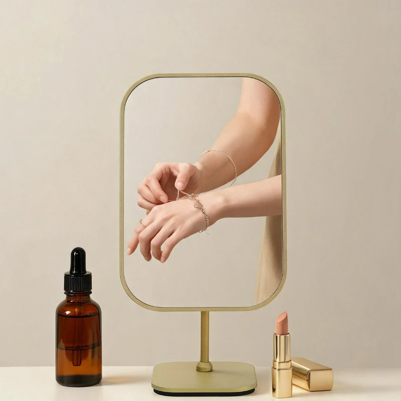 Jewelry counter viewing mirror, window try-on mirror, ultra-clear mirror dressing table, rotatable metal mirror