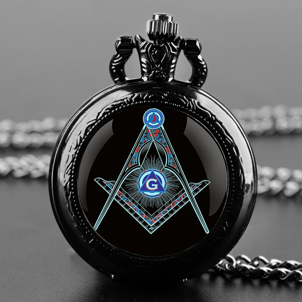 Hidden Meanings of Freemason Symbols G Quartz Pocket Watch Fashion Necklace Pendant Chain Jewelry Gift Clock for Men Women Gifts