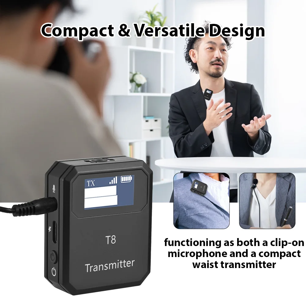 2.4G نظام الميكروفون اللاسلكي Lavalier ميكروفون جهاز ريسيفر استقبال وإرسال المدمج في رقاقة الحد من الضوضاء خفيفة للغاية طوق كليب #4