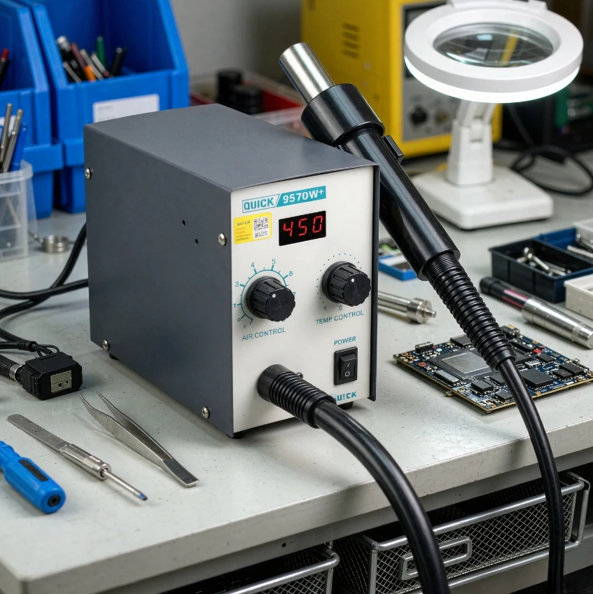 957DW+/959D+ Digital Hot Air Rework Station, Precision Temperature Control SMD/IC Soldering Desoldering for Phone PCB Repair