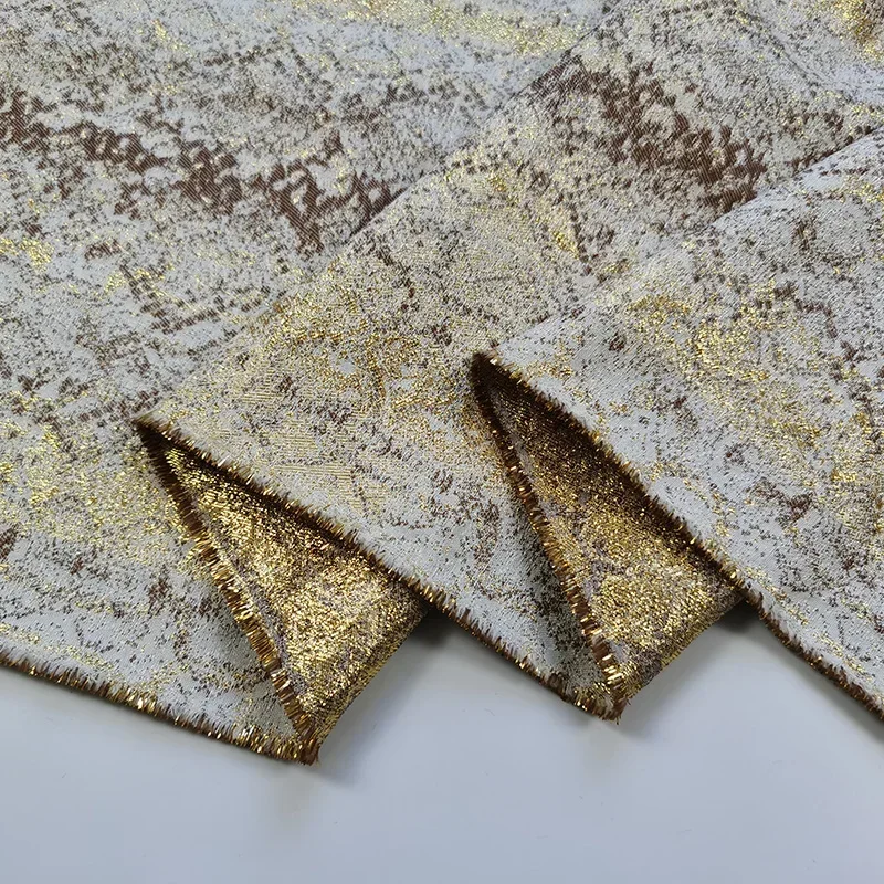الجاكار الديباج النسيج البوليستر قاسية الذهبي الحرير بيثون الغزل مصبوغ سترة واقية تنورة فستان عالية الوضوح لتقوم بها بنفسك القماش #4