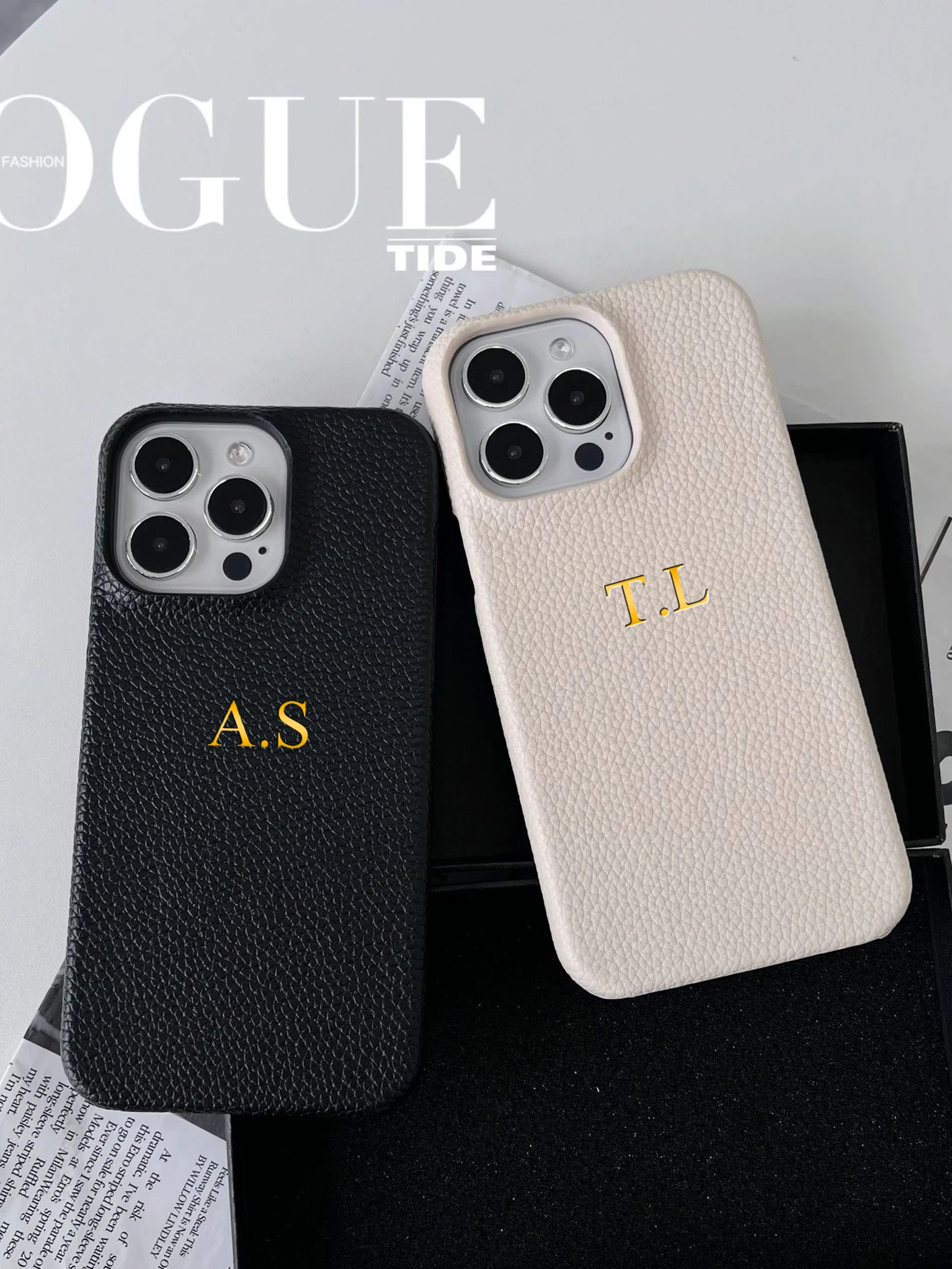 Custodia personalizzata personalizzata con nome per iPhone 16 15 14 13 12 11 pro max iniziali lettere fai da te Cover in pelle Litchi di lusso 15 16