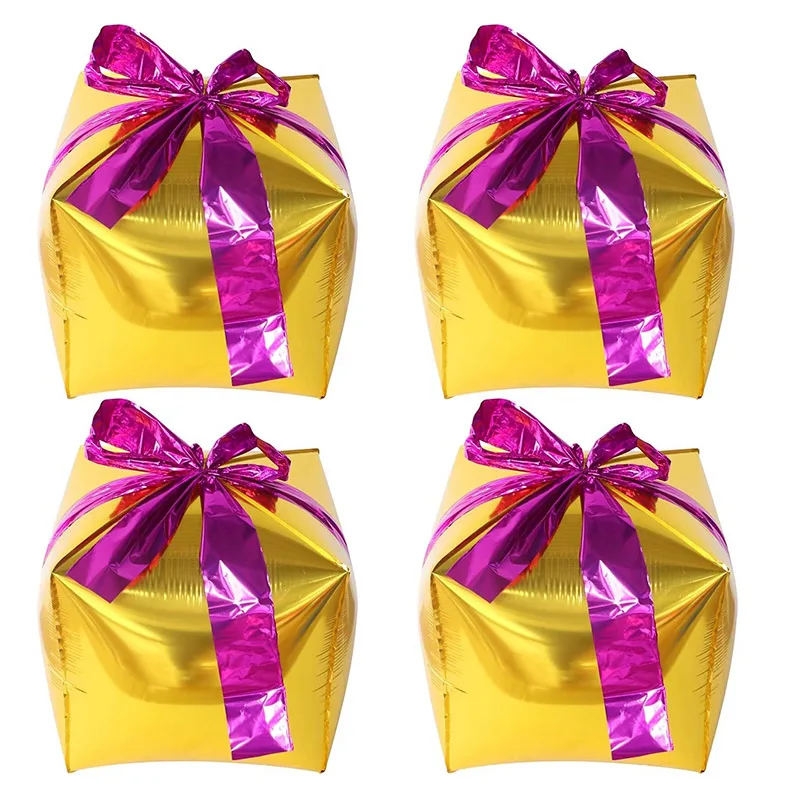 4pcs 22Inch Red Green Christmas Gift Boxes Foil Balloons Xmas Decoration Party Favor Christmas Decoration Present Air Globos