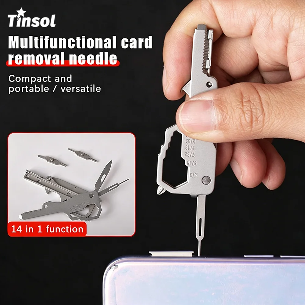 TINSOL Multi-functional Key Combination Tool Mini Repair Tool Convenient Keychain Pendant Screwdriver Bottle Opener